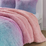 Ombre Shaggy Faux Fur Comforter Set Ombre, Purple