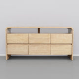 Cresthill Oak Wood Mid-Century Dresser - Stylish Storage Solution with Unique Curved Design for Bedrooms