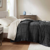Lightweight Down Alternative Blanket with Satin Trim, Black