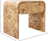 Cresthill Mid Century Nightstand - Solid Burl Wood with Curved Design for Stylish Bedroom Storage