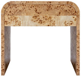 Cresthill Mid Century Nightstand - Solid Burl Wood with Curved Design for Stylish Bedroom Storage