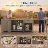 Outdoor Aluminum Patio Bar Table – Prep & Serving Station