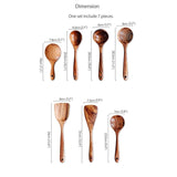 Traditional 7 Pieces Natural Teak Utensil Set