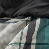 Teal/Black Plaid Comforter Set with Bed Sheets