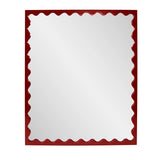 Santosh Rectangular Mirror with Inner Scalloped Edge in Glossy Burgundy