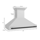 ZLINE 48" Autograph Stainless Wall Range Hood, Black Handle 8654STZ-48-MB