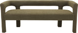 Athena Olive Green Boucle Fabric Bench - Stylish Minimalist Seating for Comfort & Elegance in Design