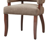 Armed Dining Chair with Nailhead Trims, Brown