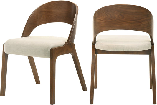 Woodson Mid Century Modern Dining Chair Set of 2 - Elegant Walnut Frame, Comfortable Foam Seat