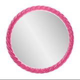 Gita Braided Round Mirror in Glossy Hot Pink
