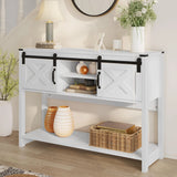 Console Table with Storage Shelf & Sliding Barn Door
