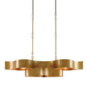 Grand Lotus Oval Gold Chandelier