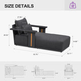 PURPLE LEAF Chaise Lounge Chair Modern Upholstered Outdoor Daybed with Armrest and Lumbar Pillow for Patio Poolside Sunbathing Deck