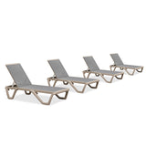PURPLE LEAF Outdoor Chaise Lounge Chair Pool Lounge Chair with Champagne Aluminum Plastic Stackable Patio Lounge Chair for Poolside Sunbathing Beach Deck Yard