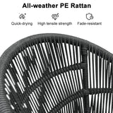 PURPLE LEAF Outdoor Bar Stools Rattan Bar Stools Counter Stools with Back and Cushions for Patio, Garden, Kitchen