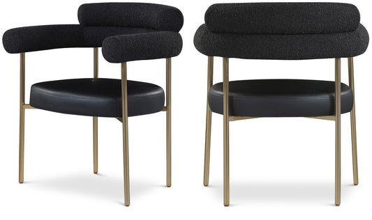 Blake Contemporary Dining Chairs Set of 2 - Stylish Soft Faux Leather and Durable Metal Frame