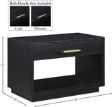Avery Contemporary Night Stand with Rich Ash Veneer, Versatile Handles, and Stylish Storage Drawer