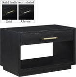 Avery Contemporary Night Stand with Rich Ash Veneer, Versatile Handles, and Stylish Storage Drawer