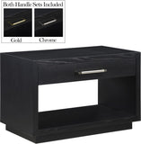 Avery Contemporary Night Stand with Rich Ash Veneer, Versatile Handles, and Stylish Storage Drawer
