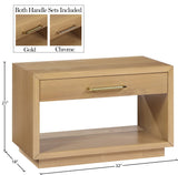Avery Contemporary Night Stand with Rich Ash Veneer, Versatile Handles, and Stylish Storage Drawer