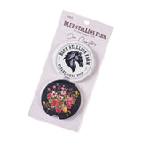 Black Floral Bouquet Ceramic Car Coasters Set of 2