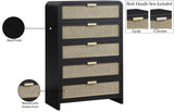 Sage Contemporary Chest with Rich Wood Frame & Natural Cane, Includes Gold and Chrome Handles