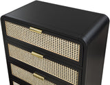 Sage Contemporary Chest with Rich Wood Frame & Natural Cane, Includes Gold and Chrome Handles