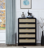 Sage Contemporary Chest with Rich Wood Frame & Natural Cane, Includes Gold and Chrome Handles