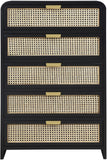 Sage Contemporary Chest with Rich Wood Frame & Natural Cane, Includes Gold and Chrome Handles