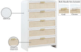 Sage Contemporary Chest with Rich Wood Frame & Natural Cane, Includes Gold and Chrome Handles