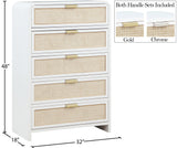 Sage Contemporary Chest with Rich Wood Frame & Natural Cane, Includes Gold and Chrome Handles