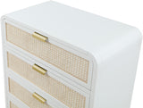 Sage Contemporary Chest with Rich Wood Frame & Natural Cane, Includes Gold and Chrome Handles