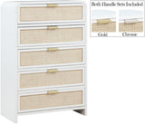 Sage Contemporary Chest with Rich Wood Frame & Natural Cane, Includes Gold and Chrome Handles