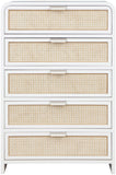 Sage Contemporary Chest with Rich Wood Frame & Natural Cane, Includes Gold and Chrome Handles