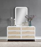 Sage Wood Mirror with Contemporary Design and Natural Cane Details for Your Stylish Bedroom Decor