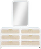 Sage Wood Mirror with Contemporary Design and Natural Cane Details for Your Stylish Bedroom Decor