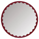 Santosh Round Glossy Burgundy Scalloped Mirror