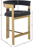 Romeo Counter Stool Set - Modern Vegan Leather Design with Elegant Brushed Gold Frame for Dining Rooms