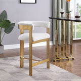 Romeo Counter Stool Set - Modern Vegan Leather Design with Elegant Brushed Gold Frame for Dining Rooms