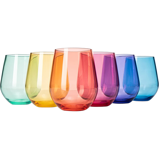 European Style Crystal, Stemless Wine Glasses, 15oz