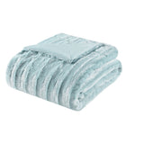 Ultra-Soft Plush Long Fur Throw Pillow and Blanket, Blue