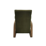 Mid-Century Wood Framed Push Back Recliner, Green*