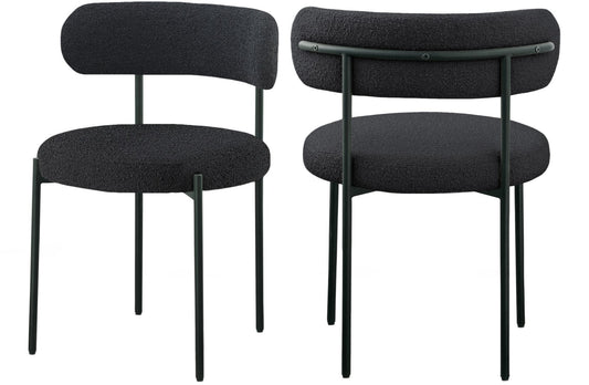 Beacon Boucle Fabric Dining Chair Set - Contemporary Design with Sturdy Iron Frame for Comfort