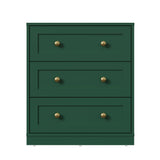 3 Drawer Nightstand, Large Bedside Table with Golden Round