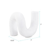 White Abstract Curved Tube Vase Short