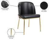 Jagger Contemporary Dining Chair Set of 2 with Soft Cushioning and Stylish Brushed Gold Legs