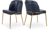 Jagger Contemporary Dining Chair Set of 2 with Soft Cushioning and Stylish Brushed Gold Legs