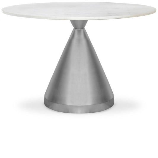 Emery Contemporary Dining Table with Genuine Marble Top and Stainless Steel Base for Modern Homes