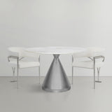 Emery Contemporary Dining Table with Genuine Marble Top and Stainless Steel Base for Modern Homes