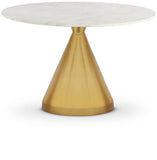 Emery Contemporary Dining Table with Genuine Marble Top and Stainless Steel Base for Modern Homes